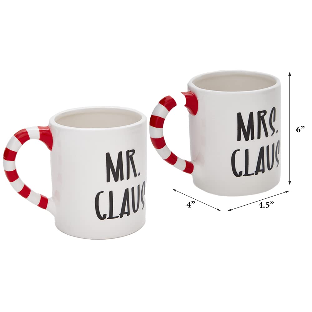 RALME Mr and Mrs Claus Christmas Mugs Set of Two - 16 oz. Large Ceramic Santa Mugs