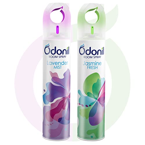 Odonil Air Freshener Room Spray - 440 ml Combo (Pack of 2, 220ml each) | Lavender Mist & Jasmine Fresh | Nature Inspired Fragrance for Home & Office |