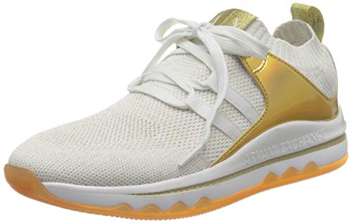 Armani Exchange Sock Sneakers, Zapatillas Mujer, Blanco (White/Blue Gold R579), 40 EU