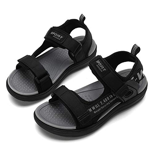 Kulebear Kids Boys Summer Sports Sandals Hiking Beach Outdoor Open Toe Sports Sandals For Kids Black/Grey 3 Little Kid thumb #5