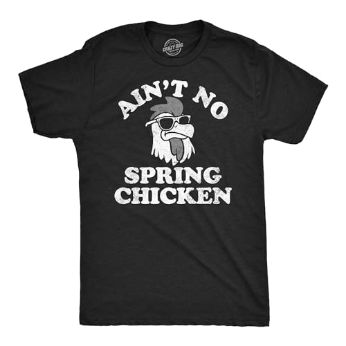 T-shirt humoristique homme Ain't No Spring Chicken en coton noir original