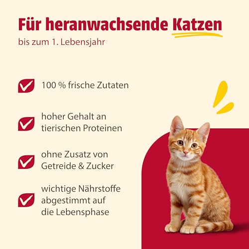animonda Carny Kitten Variation für Katzenkinder (12 x 200 g), Kitten Nassfutter für wachsende Kätzchen, Katzenfutter ohne Getreide und Zucker, Katzennassfutter mit 100 % frischen Zutaten