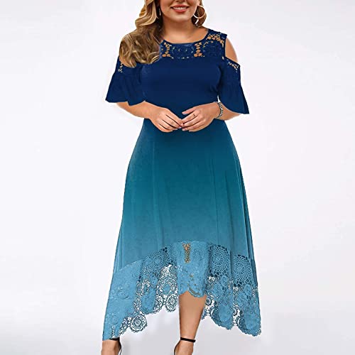 Vestidos Para Mujer Casuales Y Elegantes Deals Of The Day Trendy 2023 Going Out Dresses For Women Wedding Guest Business Womens Summer Clothes Going Out Ruffle Plus Size Dresses(F Blue,Xxx-Large) #TOP1