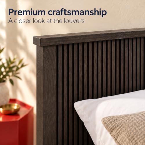Image of Bniture Modern Low Height Single Size Bed Without Storage | Engineered Wood Platform Bed Headboard | Bed King Size Wooden Cot Double Bed for Bedroom 3 Year Warranty (Flower Wenge)