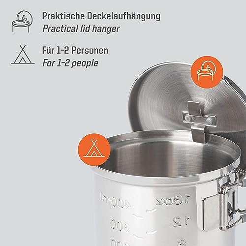 Esbit Trockenbrennstoffkochset - Outdoor Camping Kocher 585 ml mit Edelstahl Topf - klappbare Griffe - Campingkocher Set – Bild 3