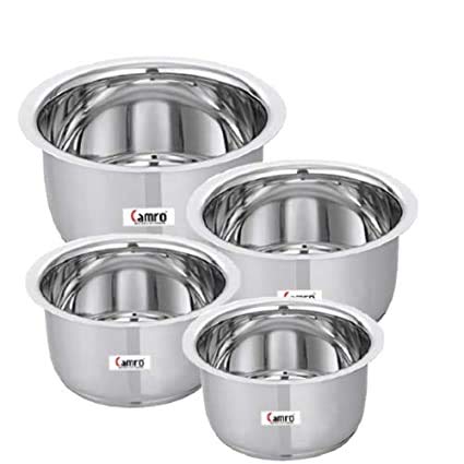 CAMRO TOPE ENCAPSULATED Bottom Induction Base Set of 4 (1 L, 1.4 L, 1.8 L & 2.7 L) Silver