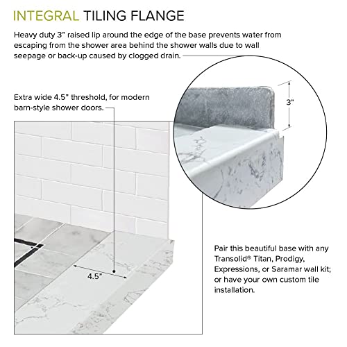 Transolid FPT6036R-SW 60-in x 36-in Pre-Tiled Shower Base with Right Hand Drain in White Square - Image 5