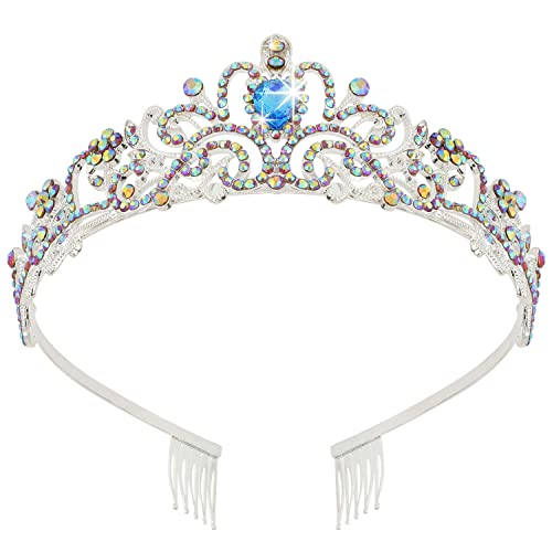 Didder Purple Crystal Tiara Crowns for Women Girls, Elegant Princess Crown with Combs Silver Tiaras for Women Bridal Wedding Prom Birthday Cosplay Halloween Costumes Hair Accessories