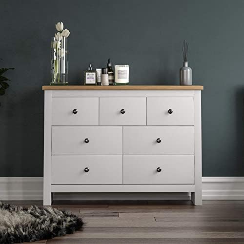 Vida Designs Arlington 4+3 Chest of Drawers Cabinet Storage Modern Bedroom Furniture (White)