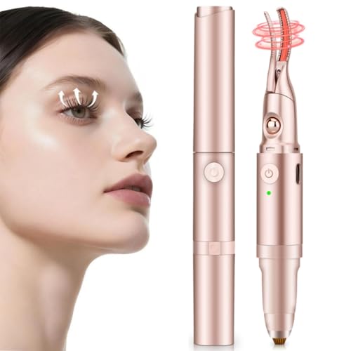 2 -in-1 Heated Eyelash Curler and Eyebrow Trimmer for Women, 10S Fast Heating, Electric Eyelash