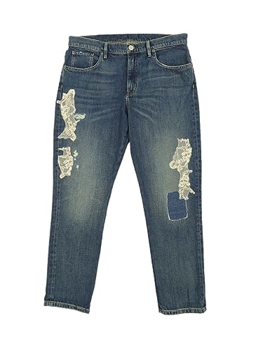 Lauren Ralph Lauren Women's Lace Patchwork Tapered Jeans (16, Indigo)