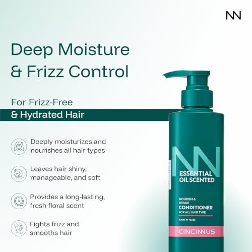 Image of Cincinnus Nourish & Repair Conditioner | Argan Oil, Tea Tree, Rosemary & Olive Oil | Strengthens & Softens Hair | Sulphate Free Anti Frizz Care for Dry Frizzy Hair (500ml)