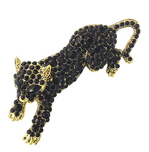 Image of Fashion Women Men Vintage Leopard Brooch Colorful Full Rhinestones Crystals Wild Animal Corsage Lapel Pin Birthday Gift Party