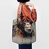 WEIHAKO Tote Bag Large Capacity Reusable Grocery Bags Music Monkey Shopping Bags Travel Tote for Shopping #1