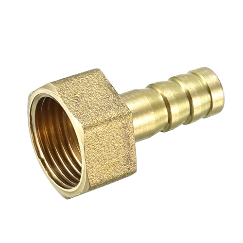 QUARKZMAN 8mm Púas x 3/8 PT Hembra Rosca Latón Espiga Manguera Montaje x 1uds Tubo Conector Adaptadores para Manguera Conexión, Conector de Lengüeta de Latón [Dorado Tono]