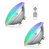GUODDM 2 Stück LED-Unterwasserlampen for Austauschen Der Lichtquelle, Wasserdicht (IP68) Mit Fernbedienung, RGB, 12 V, for Die Beleuchtung Von Eingelassenen Pools Und Teichen.(24w(12V))