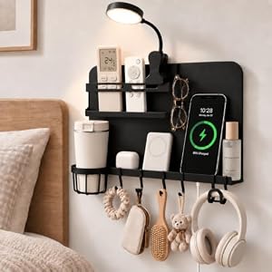 Floating Bedside Wall Shelf,【Metal】 Wall Organizer for College Dorm Decor