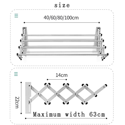Wall Mounted Space-Saver Clothes Household Easy Storage Drying Rack Folding 4 Drying Rods Washing Cloth Line Airer Bathroom Towel Rail Bar Hooks Retractable Clothes Dry Racks (Size Selfless dedication - Image 7