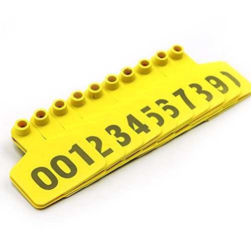 Muduoban Ear Tags For Cattle Large Livestock Ear Tag Number 001-100 For Cows Hog Sheep Goats Pigs Animal Calf Yellow #TOP2