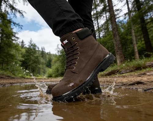 Image of LARNMERN Soft Toe Work Boots Men Waterproof Non Slip Lightweight Shoes | 6 Inch Leather Comfortable Durable Insulated Construction Hiking Tactical Motorcycle Chukka Dress Botas