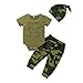 FYMNSI Neugeborenes Baby Mädchen Jungen Camouflage Outfit Baumwolle Kurzarm Strampler Langes Hose Schleife Stirnband 3tlg Tarnkleidung Sommer Herbst Csual Freizeit Bekleidungsset Armeegrün 3-6 Monate