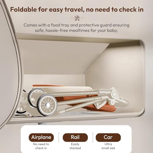 Image of StarAndDaisy Baby Stroller for 0-3 years Newborn & Toddler / Travel Pram for baby with foldable 360 Swivel Lockable Front Wheels, Multi-Level Recline & Adjustable Footrest , Safety Harness , Removable Tray Belt.