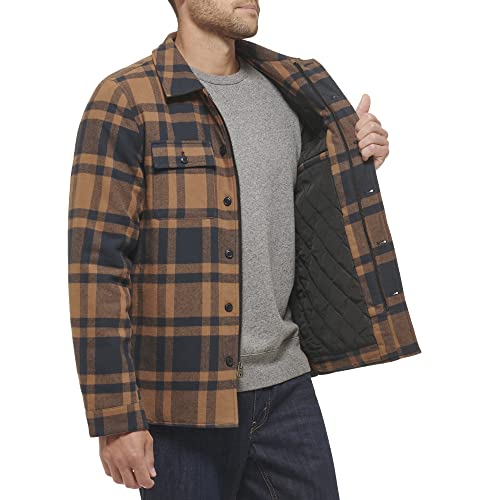 Levi's Men's Cotton Shirt Jacket, Worker Brown/Charcoal Plaid, Medium #TOP2