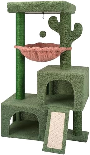 37.4" Cactus Cat Tree Tower with Twin Cat Condos for Indoor Cats,...