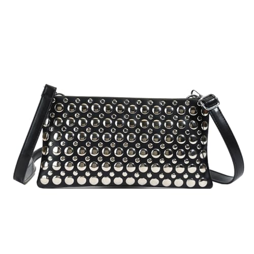 Lavorazione di alta qualità: la borsa con borchie è realizzata in pelle PU di alta qualità e fodera in poliestere, morbida e confortevole. Utilizza rivetti di alta qualità, più luminosi e alla moda.