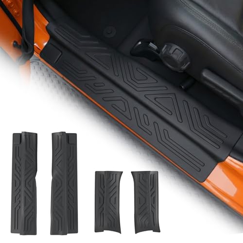Tecbaba Door Sill Protector Compatible with 2020-2026 Jeep Gladiator JT Full Coverage Door Sill Guards TPE Protection All Weather 4PCS for 2025 Gladiator Accessories