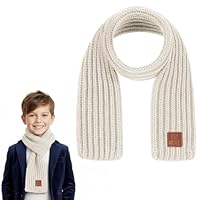 ADLABLD Warm Scarf for Kids, Cute Winter Scarves for Boys & Girls Black Knitting Scarf for Kids Child Winter Neck Warmer(Beige)