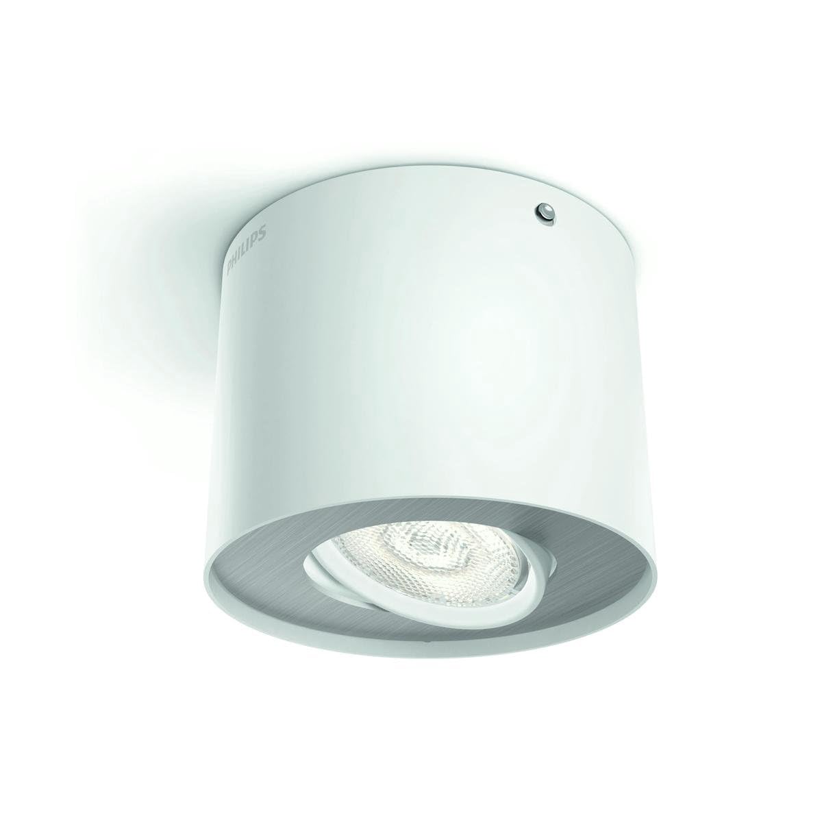 Philips myLiving Phase - Foco LED, iluminación interior, 1 luz, cepillado, luz blanca cálida, IP20, color blanco