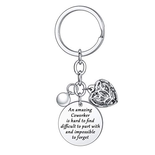 BESPMOSP Coworker Leaving Heart Keychain - Amazing Colleague Is Hard to Find, Difficult to Part With, Impossible to Forget - Goodbye Gifts for Best Coworker, Colleague and Boss