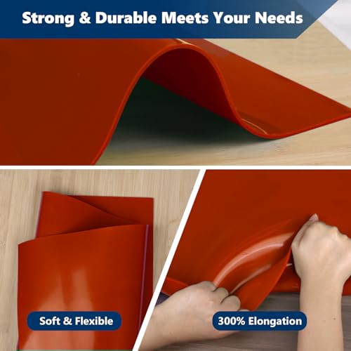Image of Red Silicone Rubber Sheet, 12 inch Wide x 1 /8 inch Thick x 12 inch Long WochiTV High Temperature Rsistant Rubber Mat for DIY Gaskets Material, Pads, Sealing, Cushion, Microwave Oven Protection