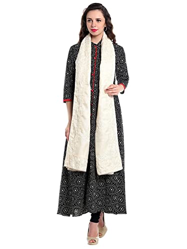 Women's Embroidered Ivory Cotton Kota Doria dupatta White 2cm3