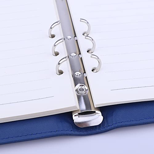 Image of Antner A5 Notebook Photocard Binder with 6 Ring Planner, PU Leather Refillable Budget Binder Loose Leaf Organizer Cover with Magnetic Buckle for Budgeting, Navy Blue