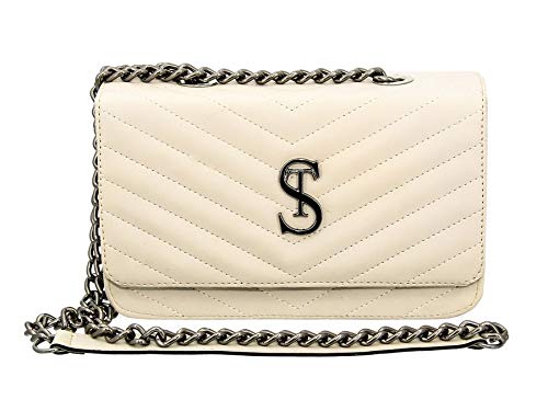 Bolsa Feminina Matelassê Clutch alça de corrente Florença Creme