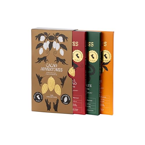 Cacao Adventures "The Collection" | Premium Chocolate Bars | 3 Flavors Sample Pack | Gift Set & Cacao Tasting Experience | 1.76 oz each (Pack of 3)