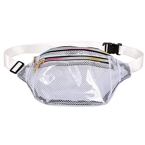 Geagodelia FB18912 - Riñonera para mujer y niña, transparente, con correa ajustable para viajes, senderismo, al aire libre, Blanco (Blanco) - FB18912