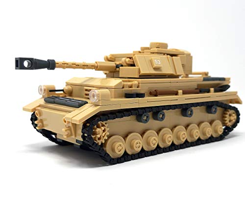 Modbrix WW2 Bausteine Panzer IV inkl. 3 Minifiguren Soldaten, 543 Klemmbausteine
