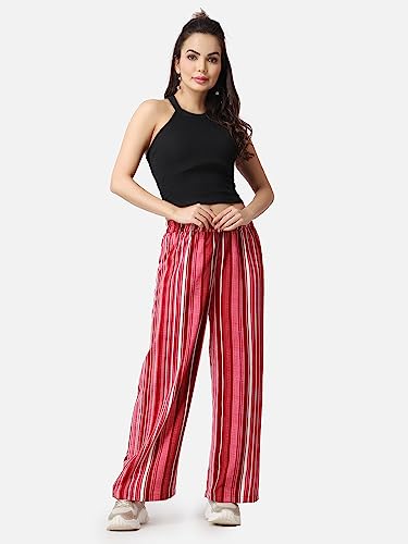 Image of POPWINGS Casual Printed Trouser for Women || Loose Fit Trouser for Women || Stylish Pull-On Trouser for Women || Casual Summer Trousers for Women || Relaxed Fit Full-Length Women Trouser