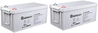 Renogy Deep Cycle AGM Battery 2-Pack 12 Volt 200Ah, 3% Self-Discharge Rate, 2000A Max Discharge Current, Safe Charge Most Home Appliances for RV, Camping, Cabin, Marine and Off-Grid System
