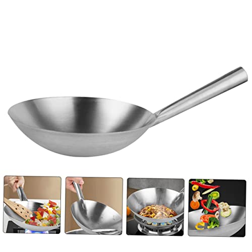 Wok redondo de acero inoxidable con mango ergonómico miniatura 3