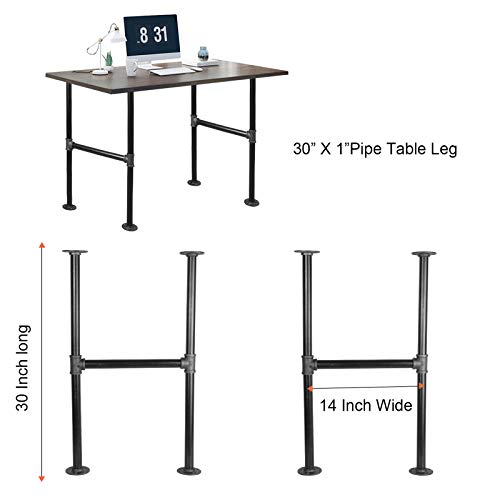 MUZIK 30 Inch Industrial Table Legs, 2 Pack Grey Steel Metal Pipes Vintage Furniture Legs, for Coffee and End Table Legs, 30 in H x 14 in W by MUZIK - Image 2
