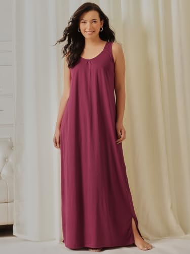 Image of Clovia Sleeveless Long Nighty for Women with Side Slits