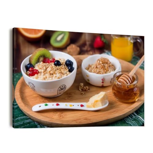 Canvas Wall Art Prints Picture fresh berries yogurt homemade granola