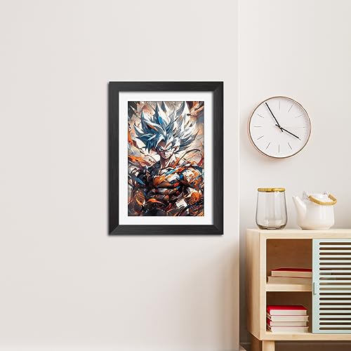 Image of TenorArts Goku Poster Dragon Ball Z Anime Laminated Posters Photo Frame Painting with Matt Finish Black Textures (12inches x 9inches)