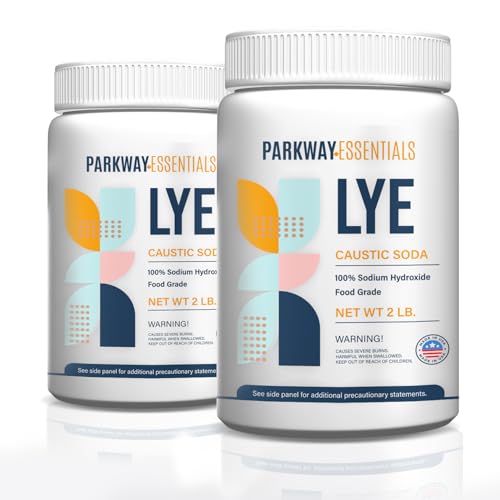 Parkway Essentials Sodium Hydroxide Pure Food Grade (Lye Caustic Soda) 2 Pack (4 lbs) Drain Cleaner Clog Removal Baking Soap Making