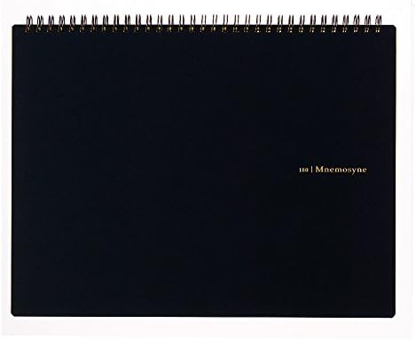 Maruman MNEMOSYNE Notebook 8.66 x 11.69 Inches (Horizontal A4), 5mm-squared, 70 Sheets (N180A), black