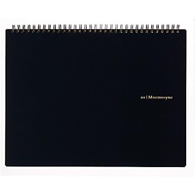 دفتر ملاحظات Maruman Mnemosyne Grid - تخطيط أفقي مقاس A4، 8.27 بوصة x 11.69 بوصة، 70 ورقة/140 صفحة، مجلة ورقية بيانية مقاس 5 مم، صفحات مثقوبة ومجلدة بالأسلاك لوضعها بشكل مسطح، أسود، صنع في اليابان